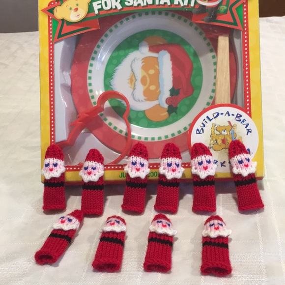 Build a Bear cookies for Santa 3 piece set & 10 Santa Finger puppets NEW Cute - Picture 6 of 6